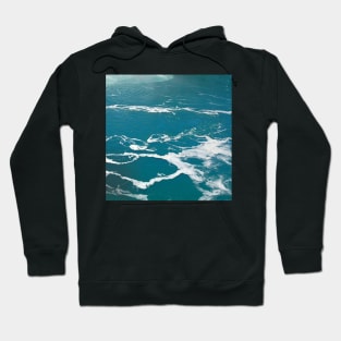 Teal Blue Ocean Waters and White Surf Hoodie